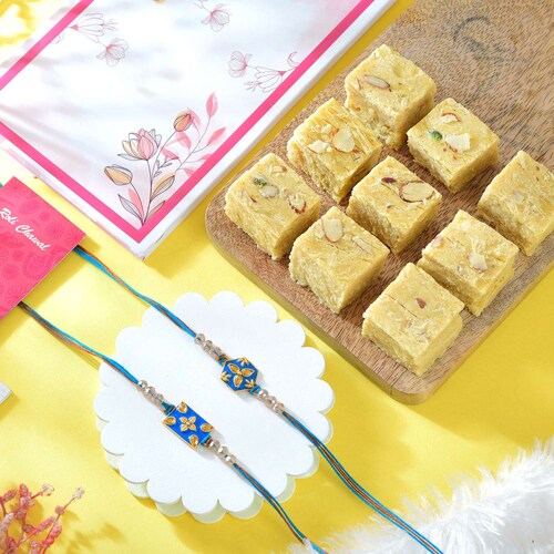 Buy Set of 2 Rakhi with Soan Papdi