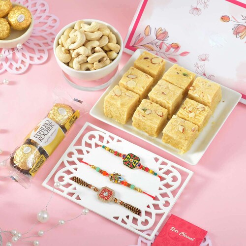 Buy 3 Unique Rakhis with Sweet Treats