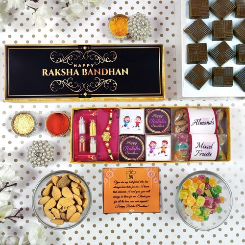 Buy Alluring Rakhis with Chocolates and Dryfruits