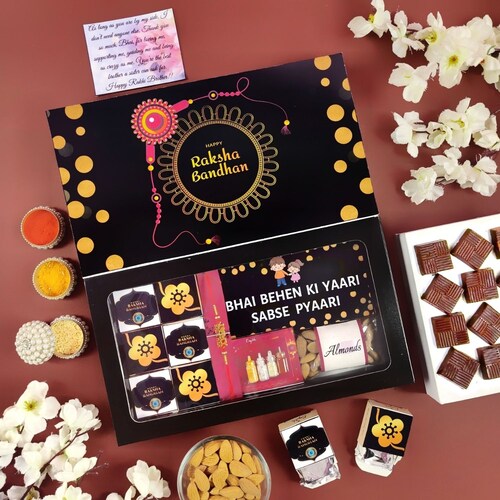 Buy Rakhi Gift Set with Dryfruitd and Chocolates