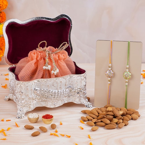 Buy Alluring Meenakari Rakhi with Almonds Box