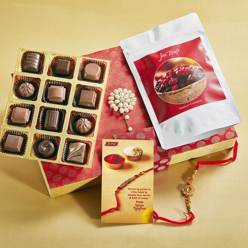 Buy Luxurious Rakhi Truffle And Cranberry Set