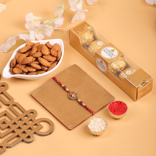 Buy Pious Rakhi Love with Rochers and Chocolates