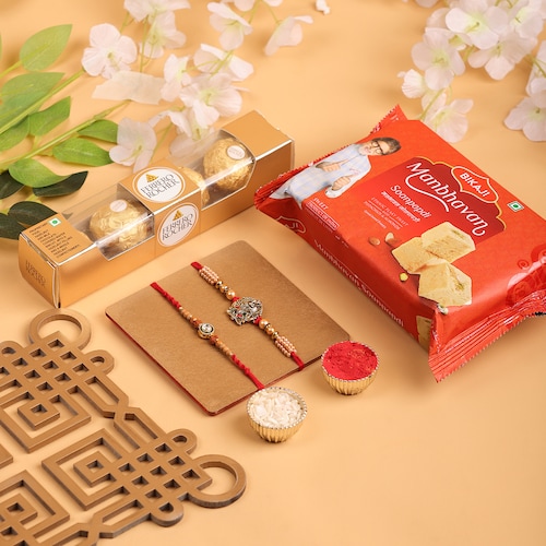 Buy Set of 2 Stylish Rakhi with Sweet Treats