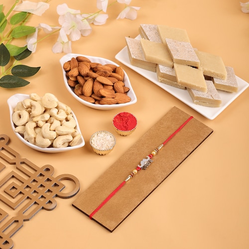 Buy Rakhi with Healthy Hamper of Dryfruits