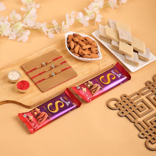 Buy Rakhi Hamper with Nuts and Kaju Katli