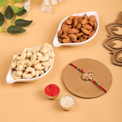 Buy Ganesha Rakhi with Almonds and Cashew