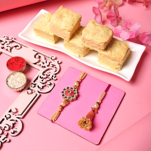 Buy Delicious Soan Papdi with Bhaiya Bhabhi Rakhi