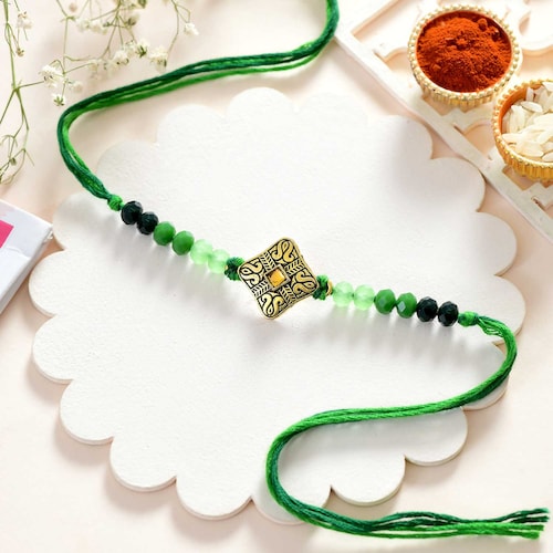 Buy Green Rajwadi Moti Rakhi