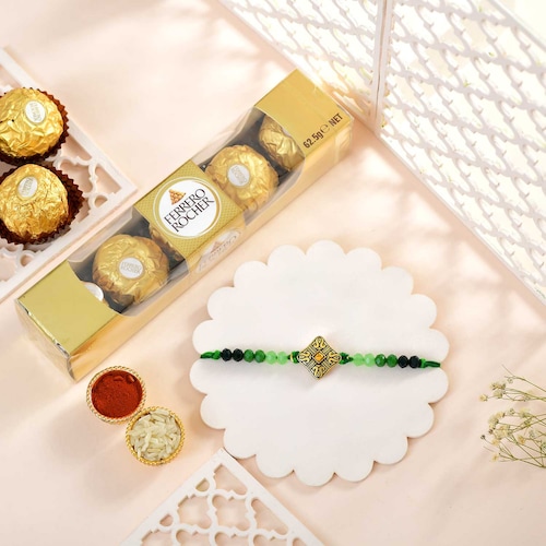 Buy Beautiful Rakhi and Ferrero Rocher 5 Pack