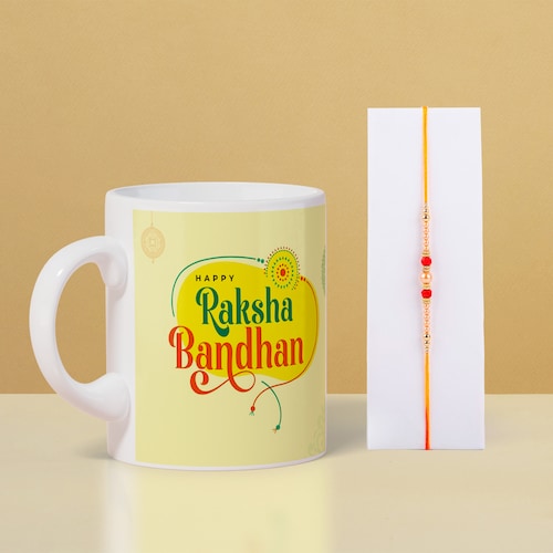 Buy Raksha Bandhan Mug With Beads Rakhi