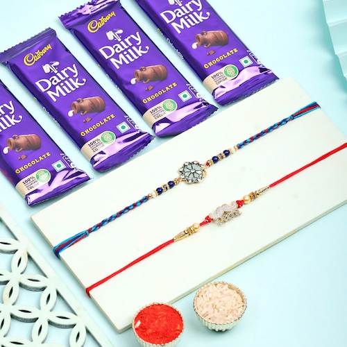 Buy Set of 2 Rakhi with Delicious Dairy Milk Chocolate