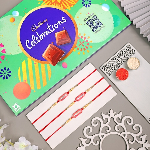 Buy Set of 3 Rakhi with Big Cadbury Celebration