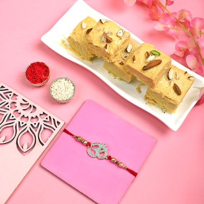 Om Rakhi with Yummy Soan Papdi