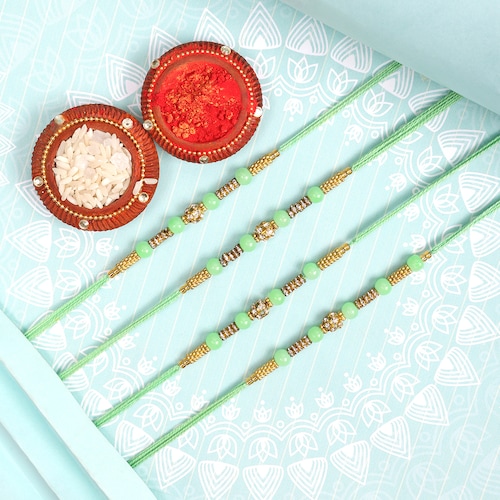 Buy Gaceful Green Pearl Rakhi Set