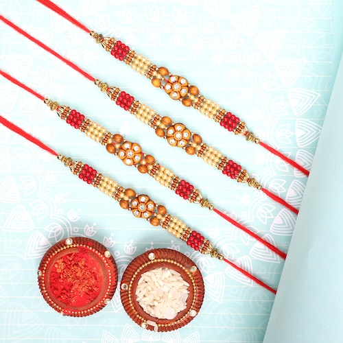 Buy Earthy Brown Beaded Rakhi Set