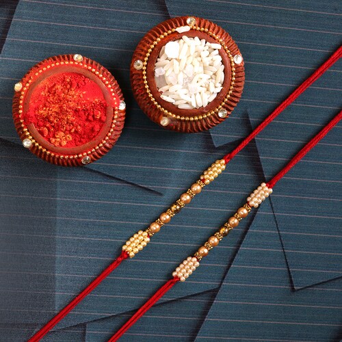 Buy Brotherly Love Gold and Pearl Rakhi