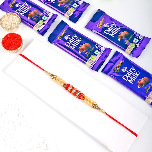 Buy Pearl Rakhi With Cadbury Dairy Milk Chocolate