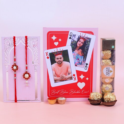 Buy Personalized BhaiyaBhabhi Rakhi Card with Ferrero