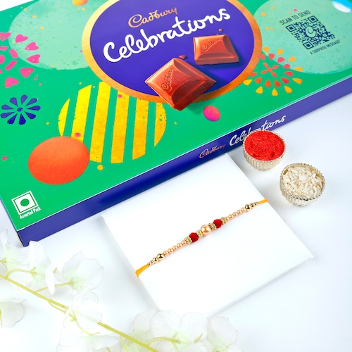 97587_Velvet Pearl Rakhi N Cadbury Celebrations Chocolate