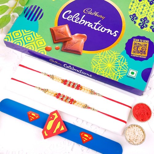 Buy Set Of 3 Rakhi With Chocolate  Combo