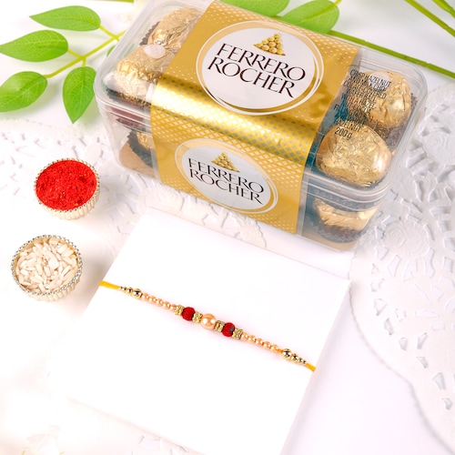 Buy Holy Pearl Rakhi With Ferrero Rocher Combo