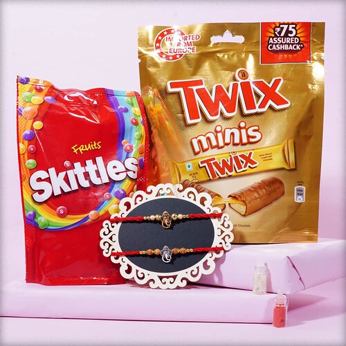 Buy 2 Rakhi with Twix Minis and Skittles