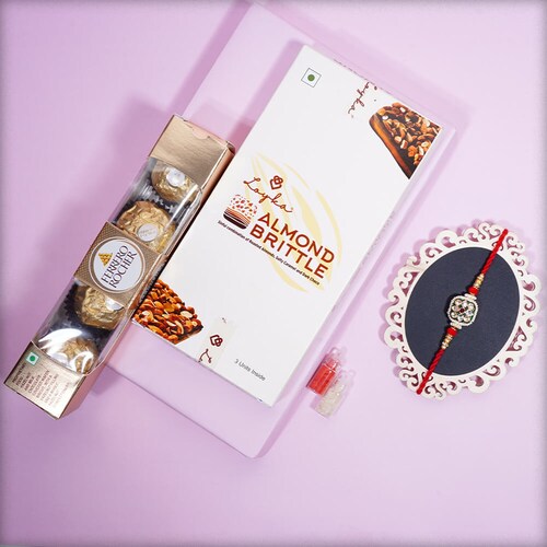 Buy Kundan Rakhi with Rochers and Almond Brittle