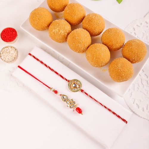 Buy Radiant Bhaiya Bhabhi Rakhi Bliss With Besan Laddoo