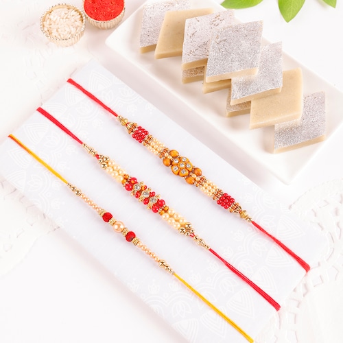 Buy Rakhi Bliss Trio With Kaju Katli