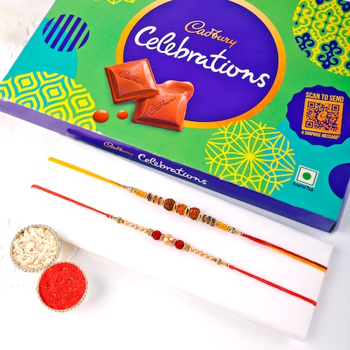 Buy Set Of 2 Rakhi And Cadbury Celebration Chocolate 140 gms