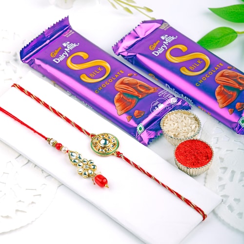 Buy Bhaiya Bhabhi Rakhi With Cadbury Silk Chocolate Combo