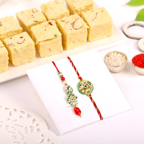 Buy Bhaiya Bhabhi Rakhi With Sweet Soan Papdi 500 gm