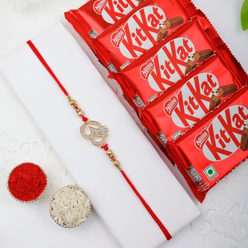 Buy Om Blessings Rakhi with Kitkat Treat