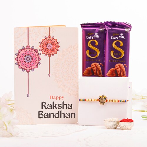 Buy Deluxe Rakhi Chocolates and Greeting Set