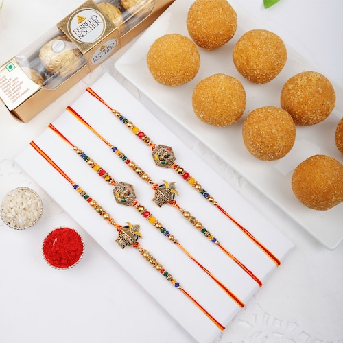 Buy Grand Rakhi Pack with Laddoo and Ferrero Rocher