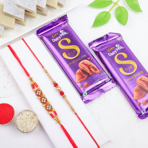 Buy Double Rakhi Joy with Kaju Katli