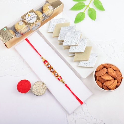 Buy Premium Rakhi with Sweets and Nuts