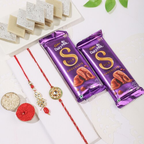 Buy Alluring Rakhi Duo with Sweet Indulgence