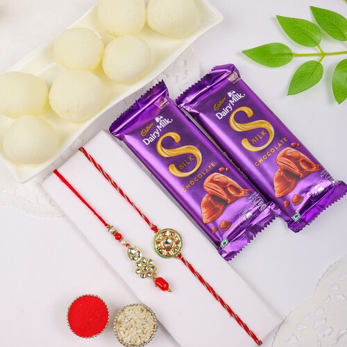 Buy Bhaiya Bhabhi Rakhi with Rasgulla and Silk