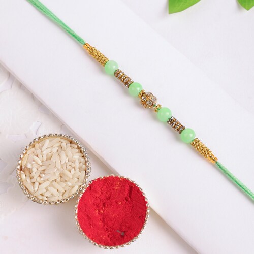 Buy Sea Green Pearls Rakhi