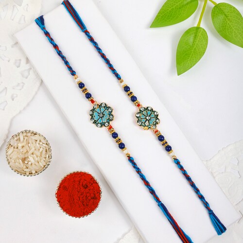 Buy Vibrant Blue  Rakhi Set of 2