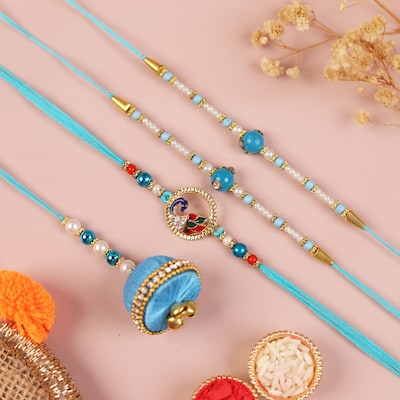 Aqua Blue Rakhi Set of 4