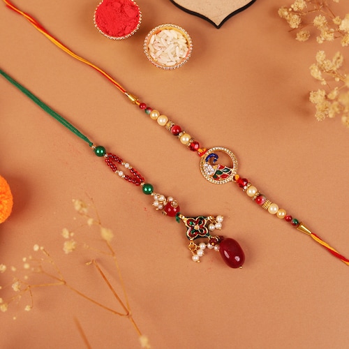 Buy Vibrant Orange Mini Thali Rakhi Set