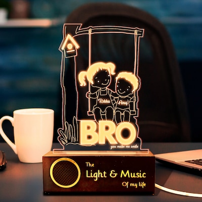 Personalised Bro And Sister Bluetooth Speaker with Light