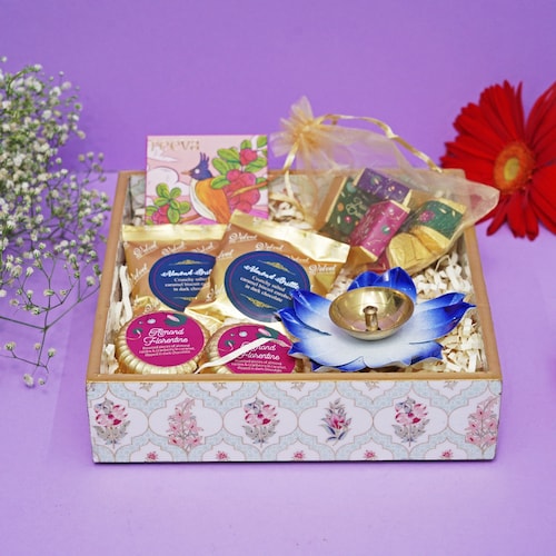 Buy Floral Diya and Chocolate Indulgence Hamper