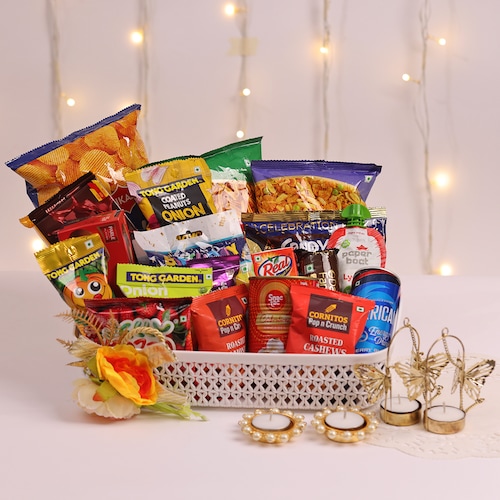 Buy Exquisite Diwali Snacks and Decor Combo