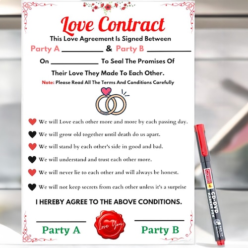 Buy Love Agreement Valentine Gift