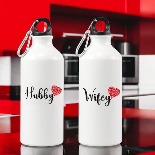 Buy Personalised Valentine Hubby and Wifey Bottle Set