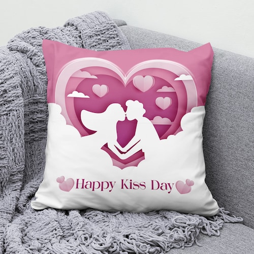 Buy Happy Kiss Day Valentine Cushion